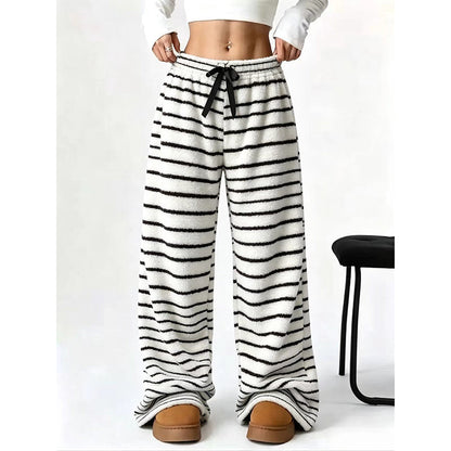 📢🎉50%Rabatt!!!🛍️✨Damen Doppelwandige Plüsch Streifen Weitbeinhosen