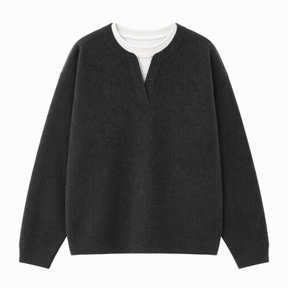 📢🖤Black-Friday-Aktion – 50 % Rabatt!!!🖤✨Herren Retro Henley-Kragen Pullover mit optischem Zweiteil-Design, locker sitzend, langärmelig für Herbst und Winter